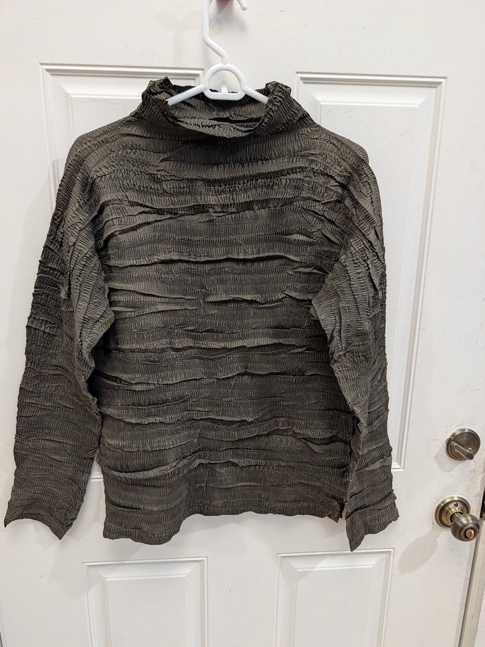 Issey Miyake Vintage Pleated Textured Turtleneck Top